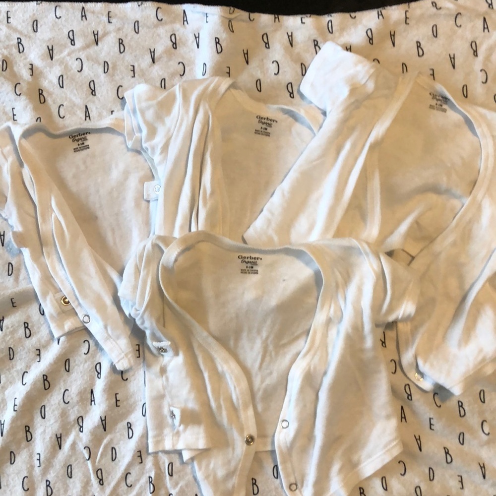 4 pk Gerber Baby Side Button Tees white